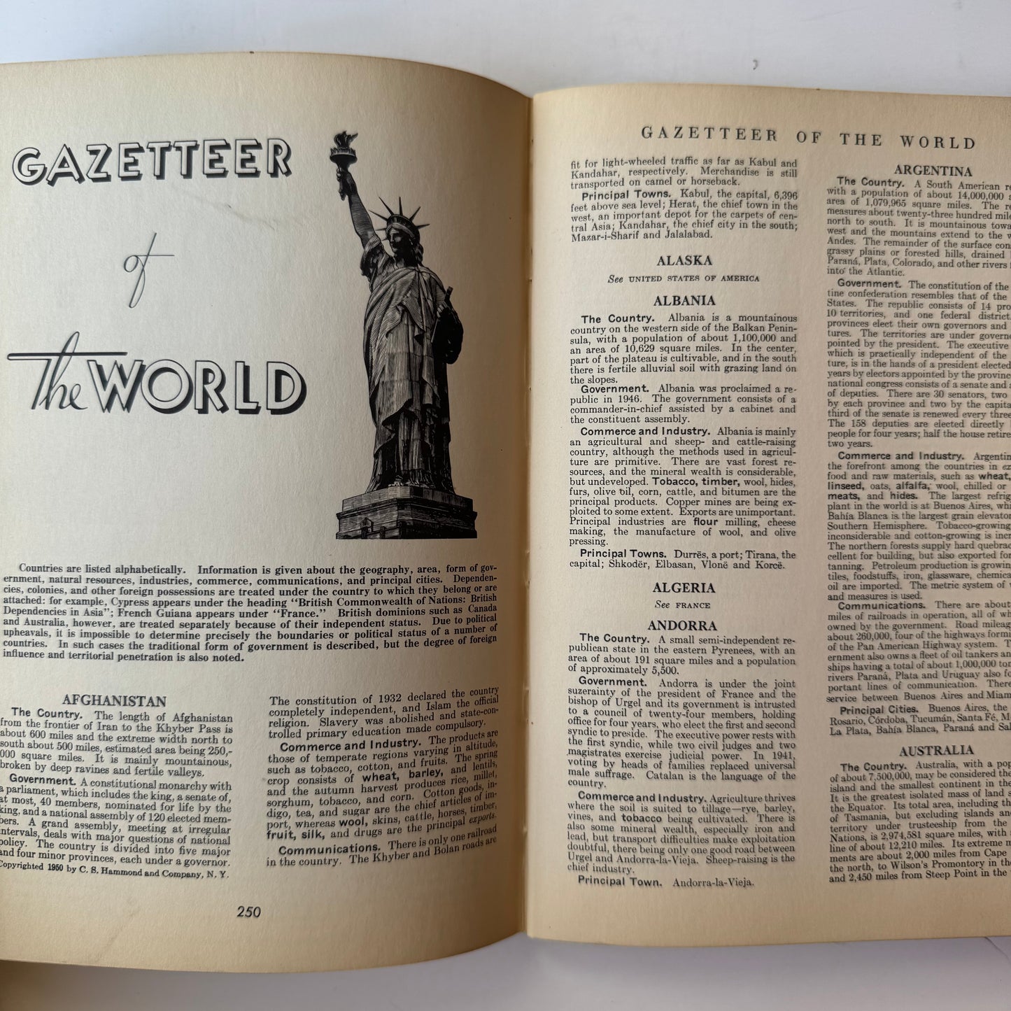 Hammond's Complete World Atlas, 1950, Hardcover with Dust Jacket, Vintage Maps