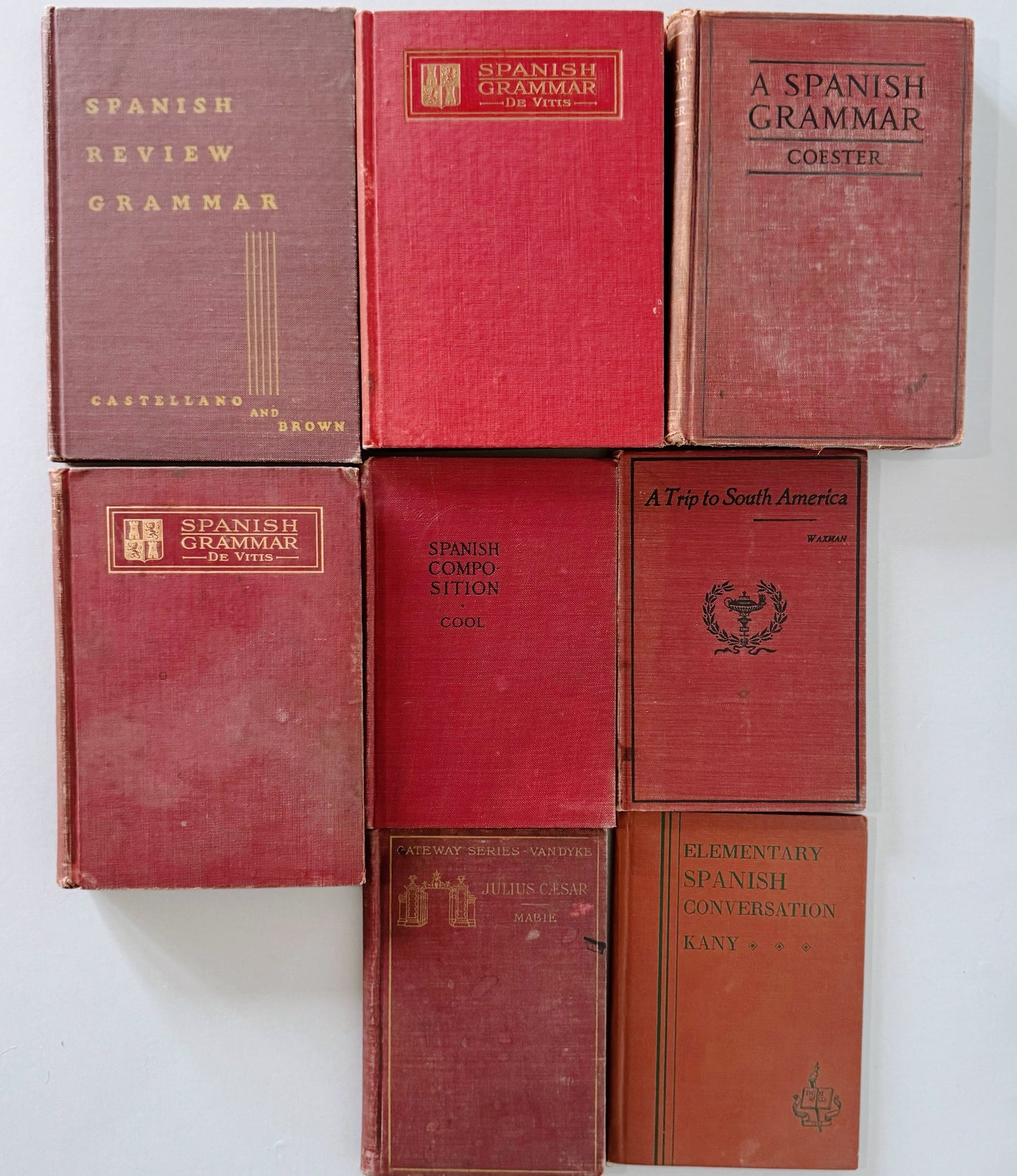 Red Antique Spanish School Book Bundle