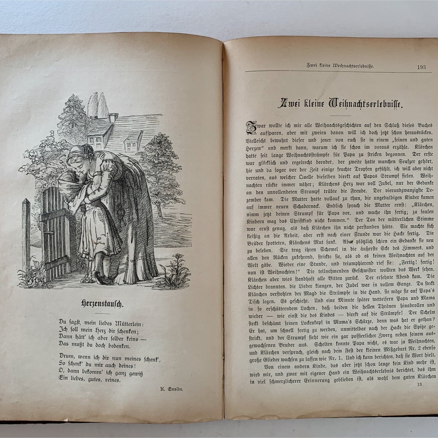 Antique 1887 Illustrated Children's Stories in german, Sonntagsgruß für die deutschen Tugenden