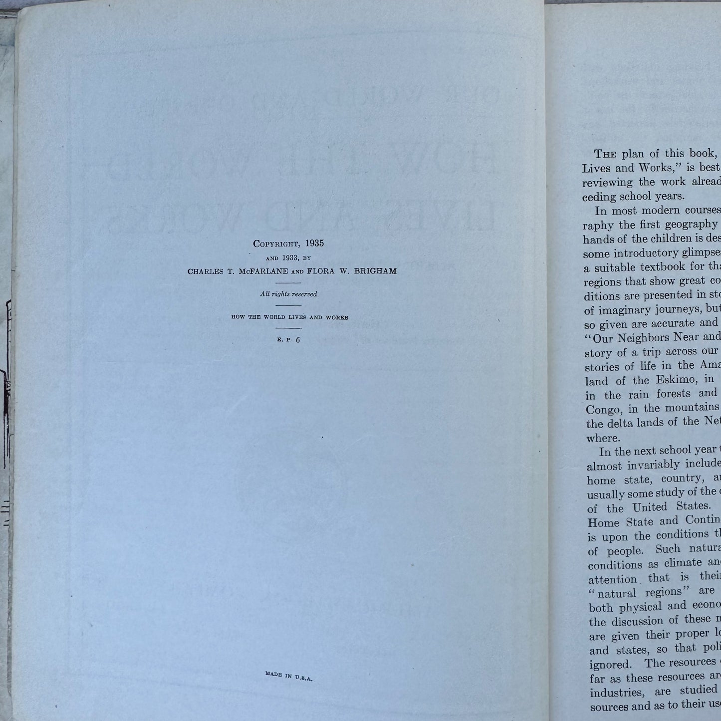 How the World Lives and Works, Book Four, 1935 Geography School Book