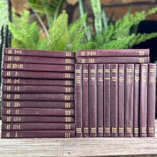 1936 Modern Business Book Set, Alexander Hamilton Institute, Deep Burgundy & Gold Mid Century Marbled Book Set - Pretty Old Books