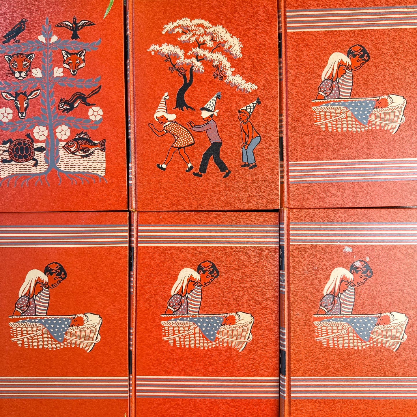 1949 Childcraft Set, Complete Childcraft How and Why Library Set, Orange Children's Books - Pretty Old Books
