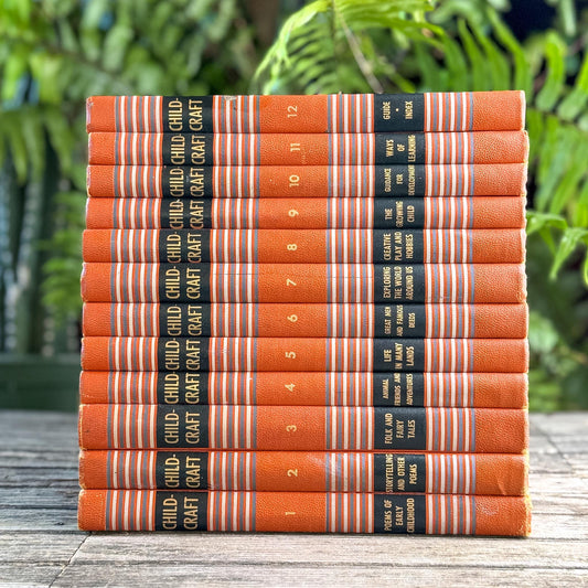 1949 Childcraft Set, Complete Childcraft How and Why Library Set, Orange Children's Books - Pretty Old Books