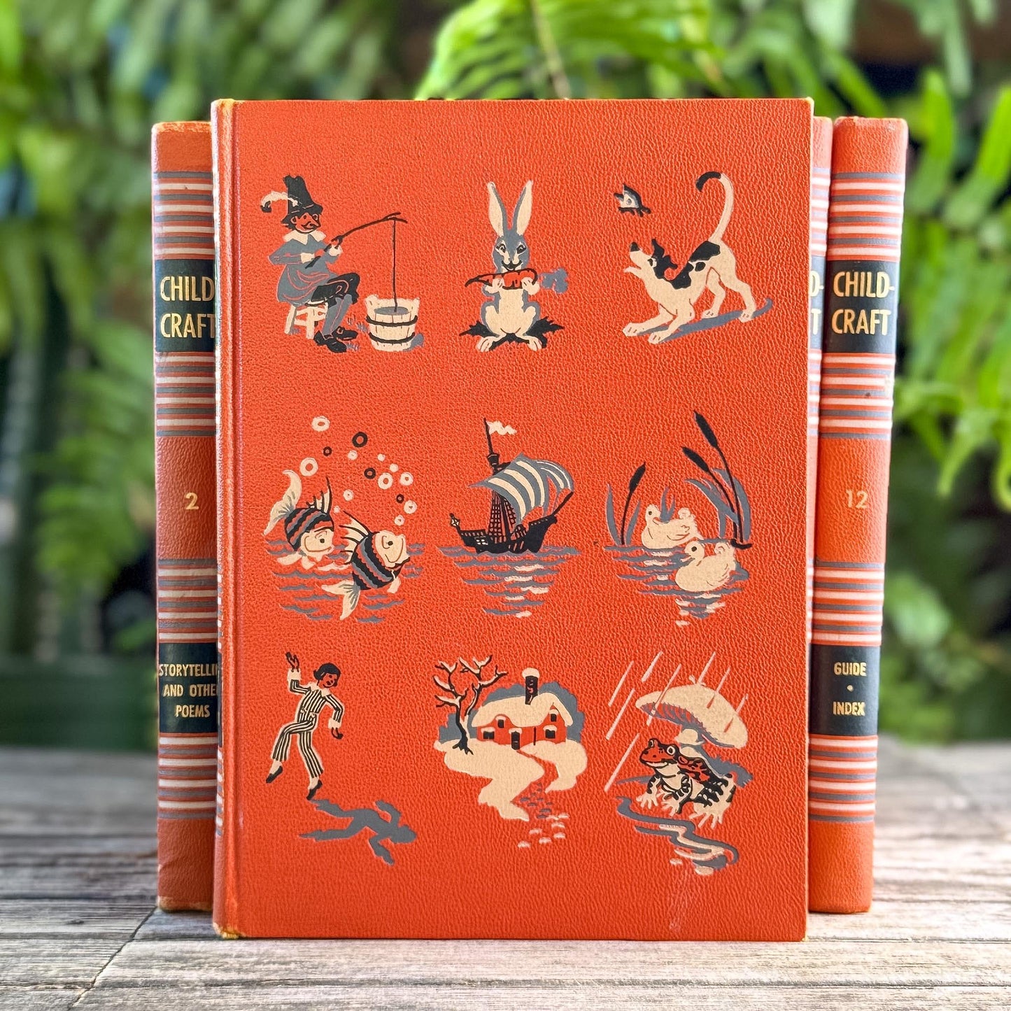 1949 Childcraft Set, Complete Childcraft How and Why Library Set, Orange Children's Books - Pretty Old Books