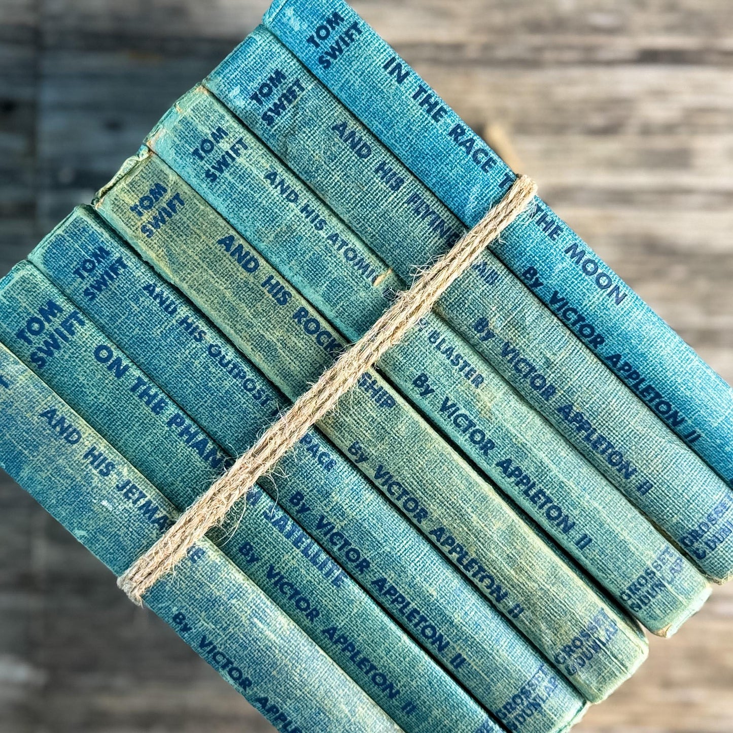 1950s Tom Swift Books for Boys in Blue Tweed - Pretty Old Books