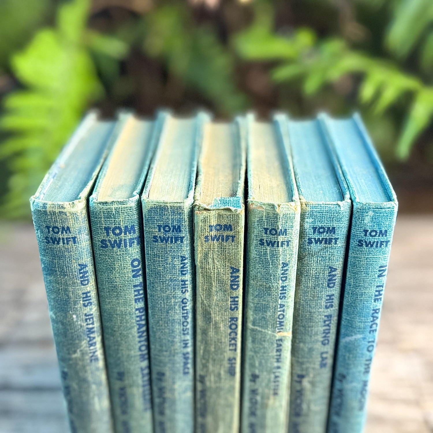1950s Tom Swift Books for Boys in Blue Tweed - Pretty Old Books