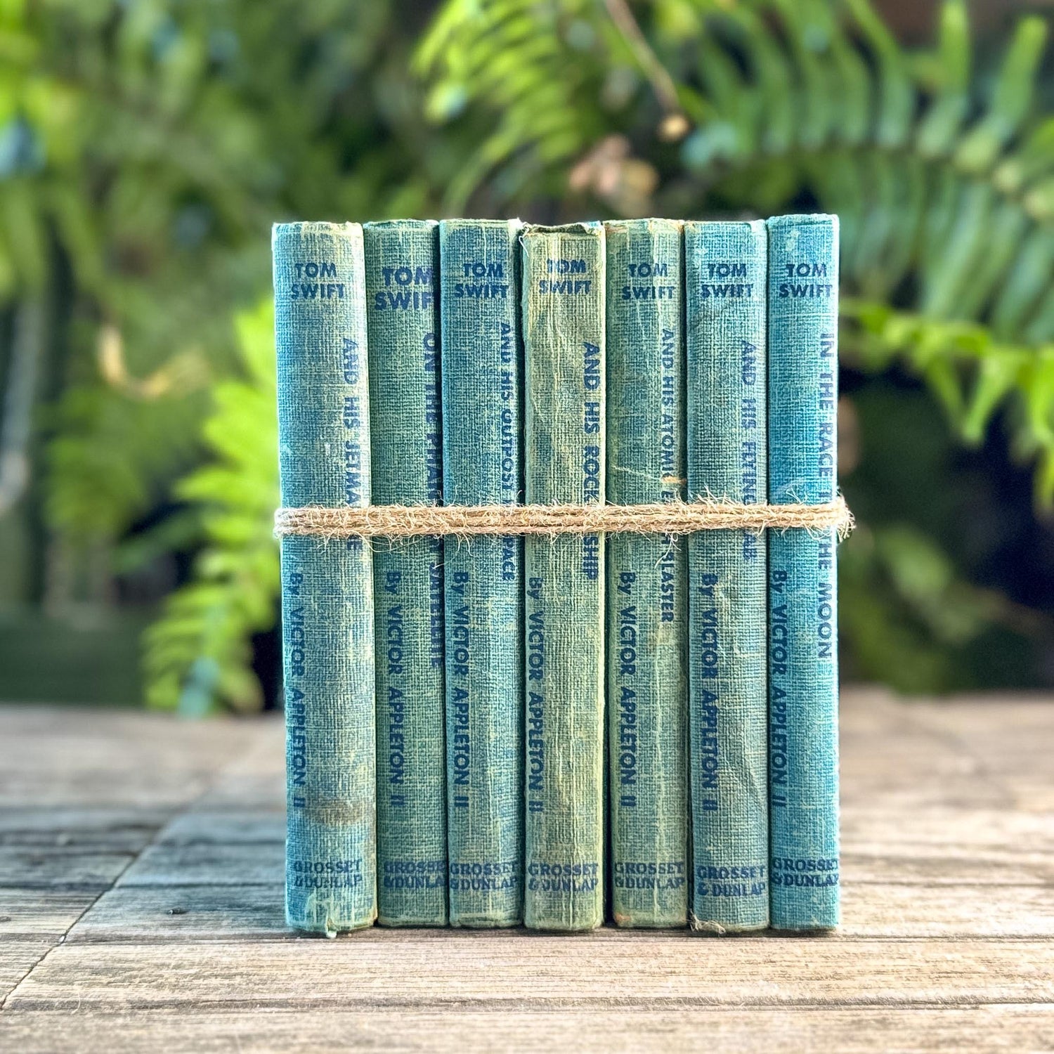 1950s Tom Swift Books for Boys in Blue Tweed - Pretty Old Books