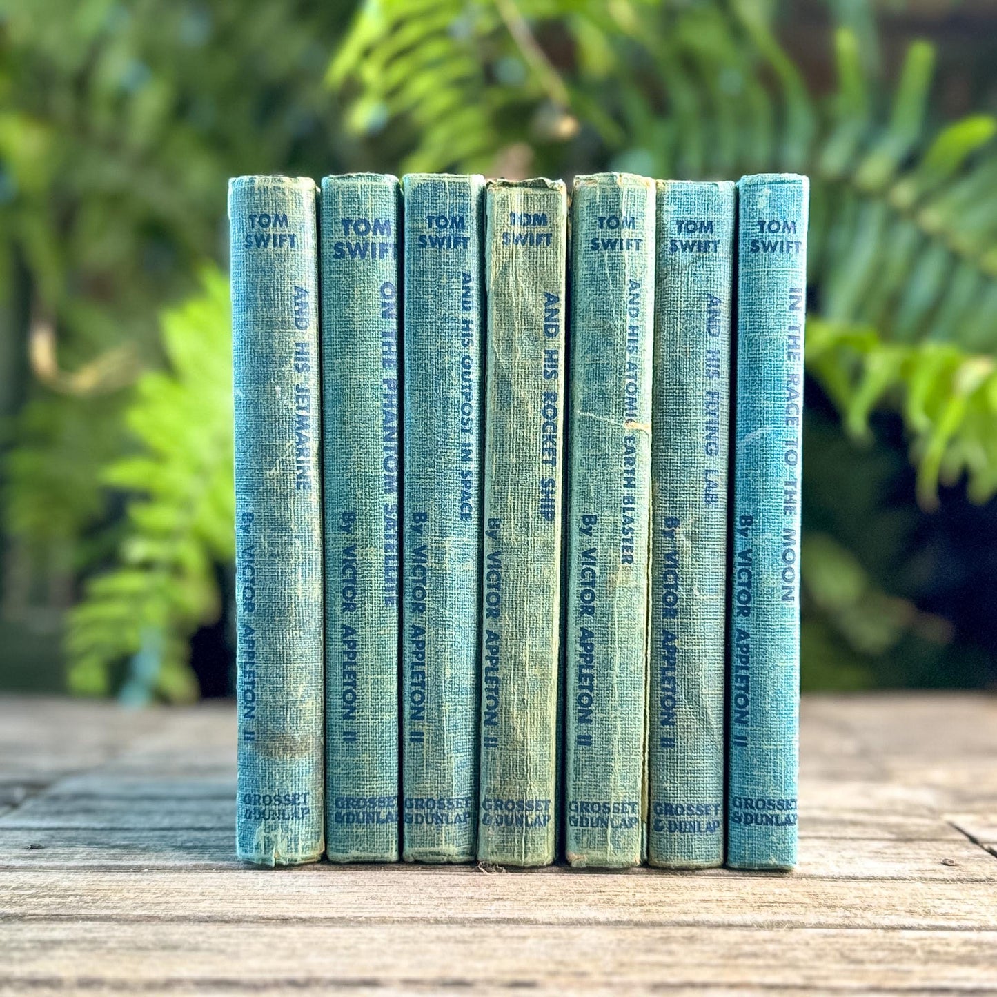 1950s Tom Swift Books for Boys in Blue Tweed - Pretty Old Books