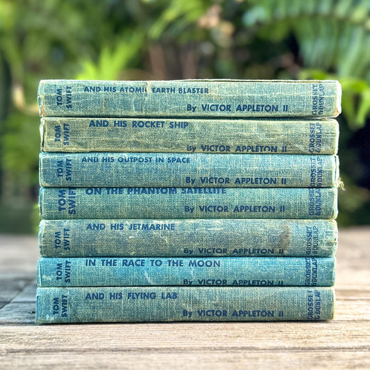 1950s Tom Swift Books for Boys in Blue Tweed - Pretty Old Books