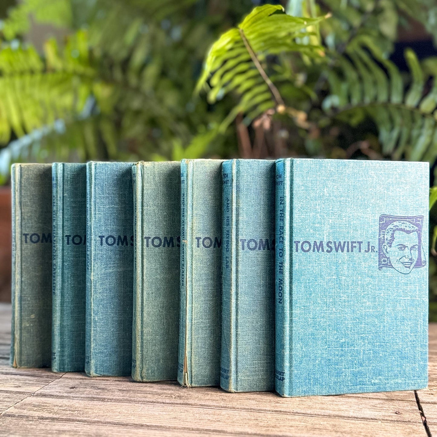 1950s Tom Swift Books for Boys in Blue Tweed - Pretty Old Books