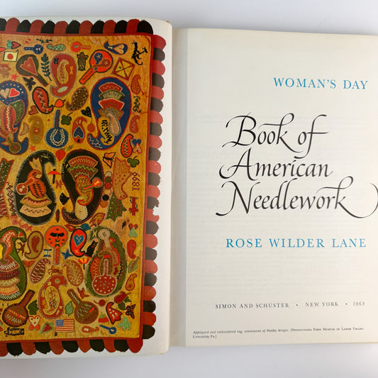 1963 Woman’s Day American Needlework Set, Rose Wilder Lane Book + Boxed Pattern Manual - Pretty Old Books