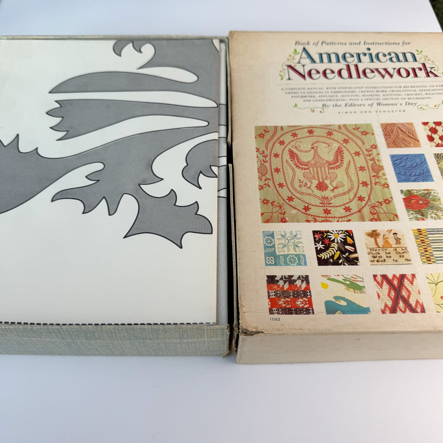 1963 Woman’s Day American Needlework Set, Rose Wilder Lane Book + Boxed Pattern Manual - Pretty Old Books