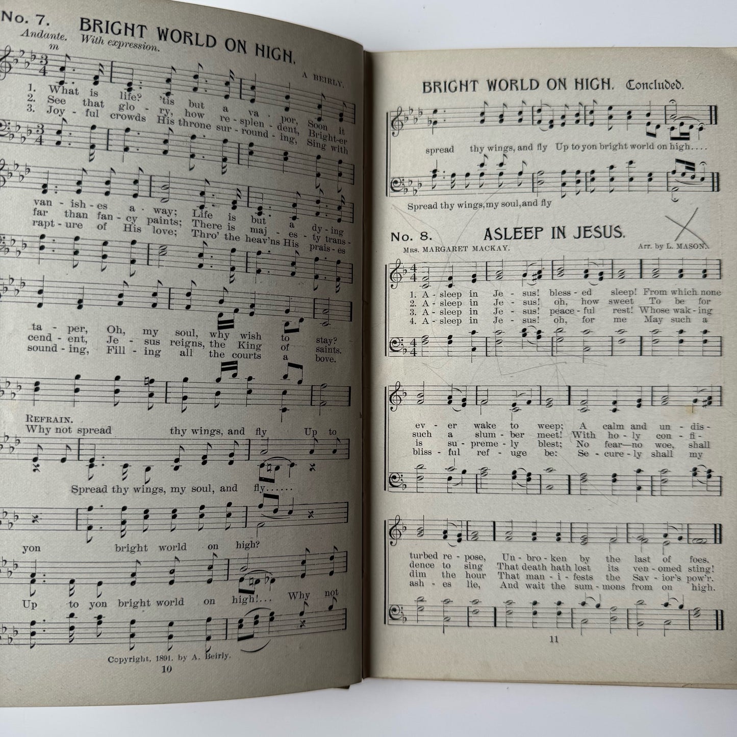 Beirly's Memorial Songs No.1 Funeral Song Book, 1892 Hardcover