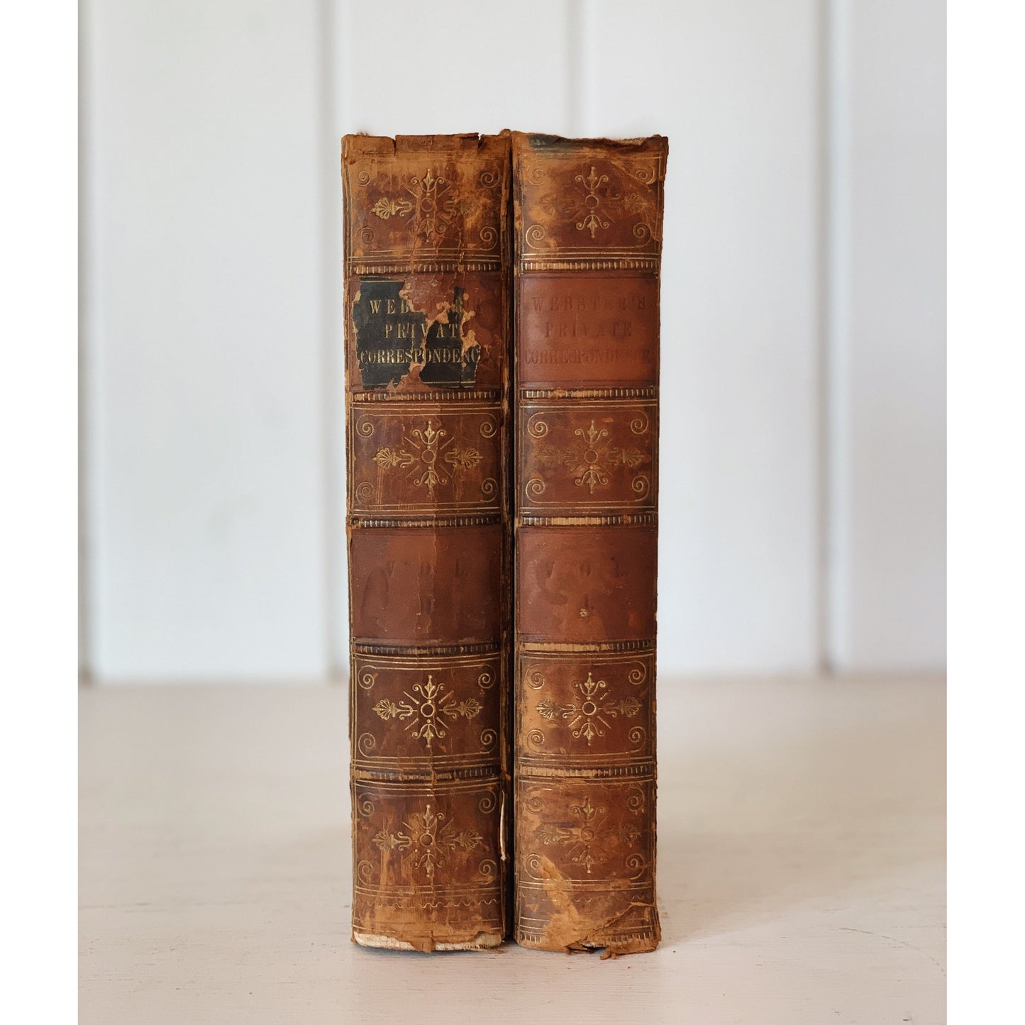 The Private Correspondence of Daniel Webster in Two Volumes, 1857, leather, Edited by Fletcher Webster