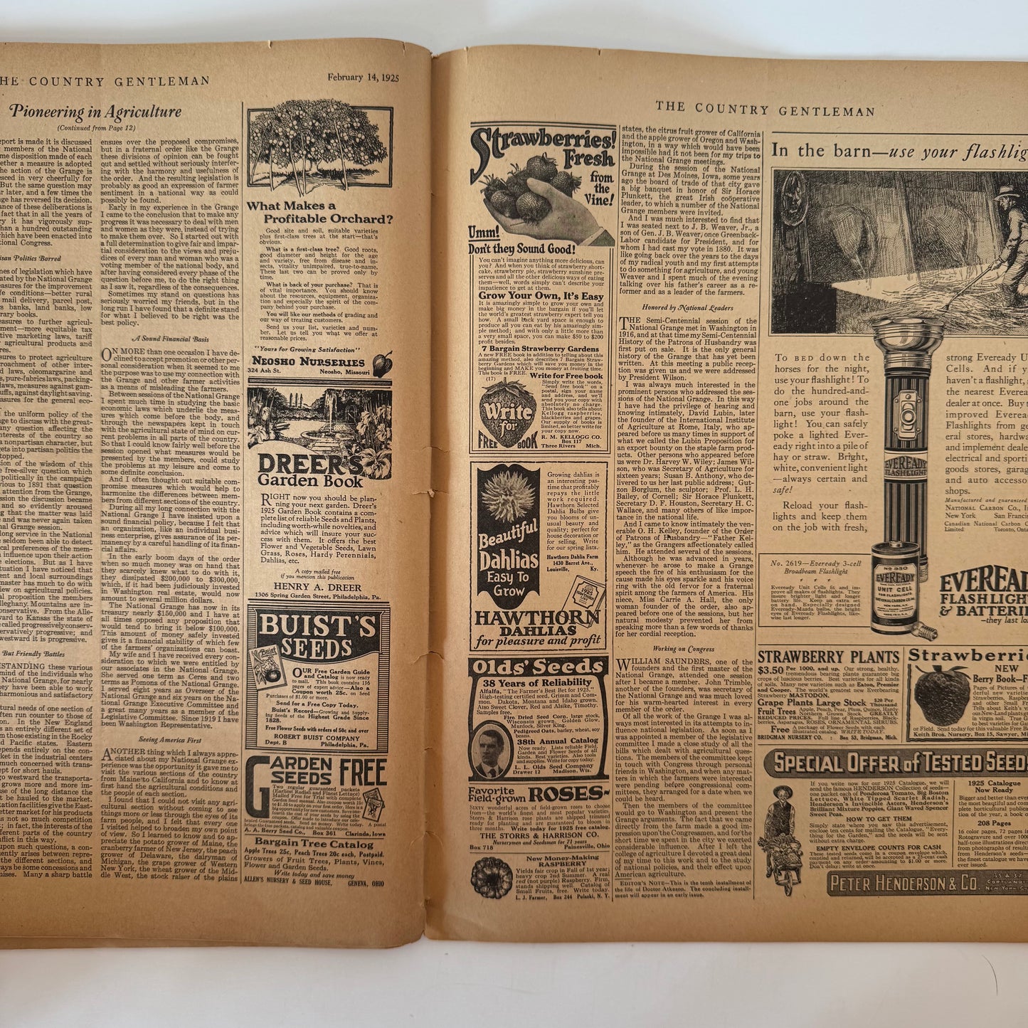 Country Gentleman Magazine, February 14, 1925, 100 Years Old!