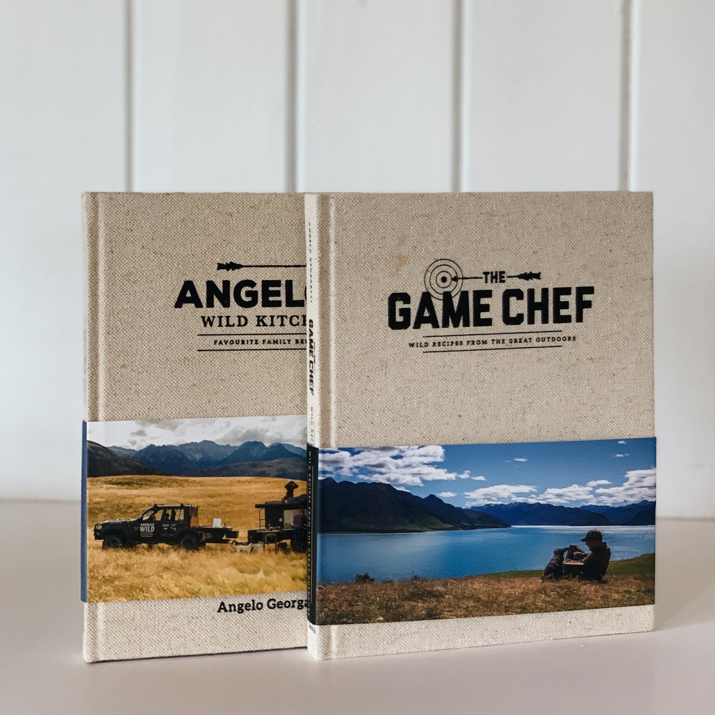 The Game Chef and Angelo's Wild Kitchen, Angelo Georgalli, Neutral Linen Cookbook Set