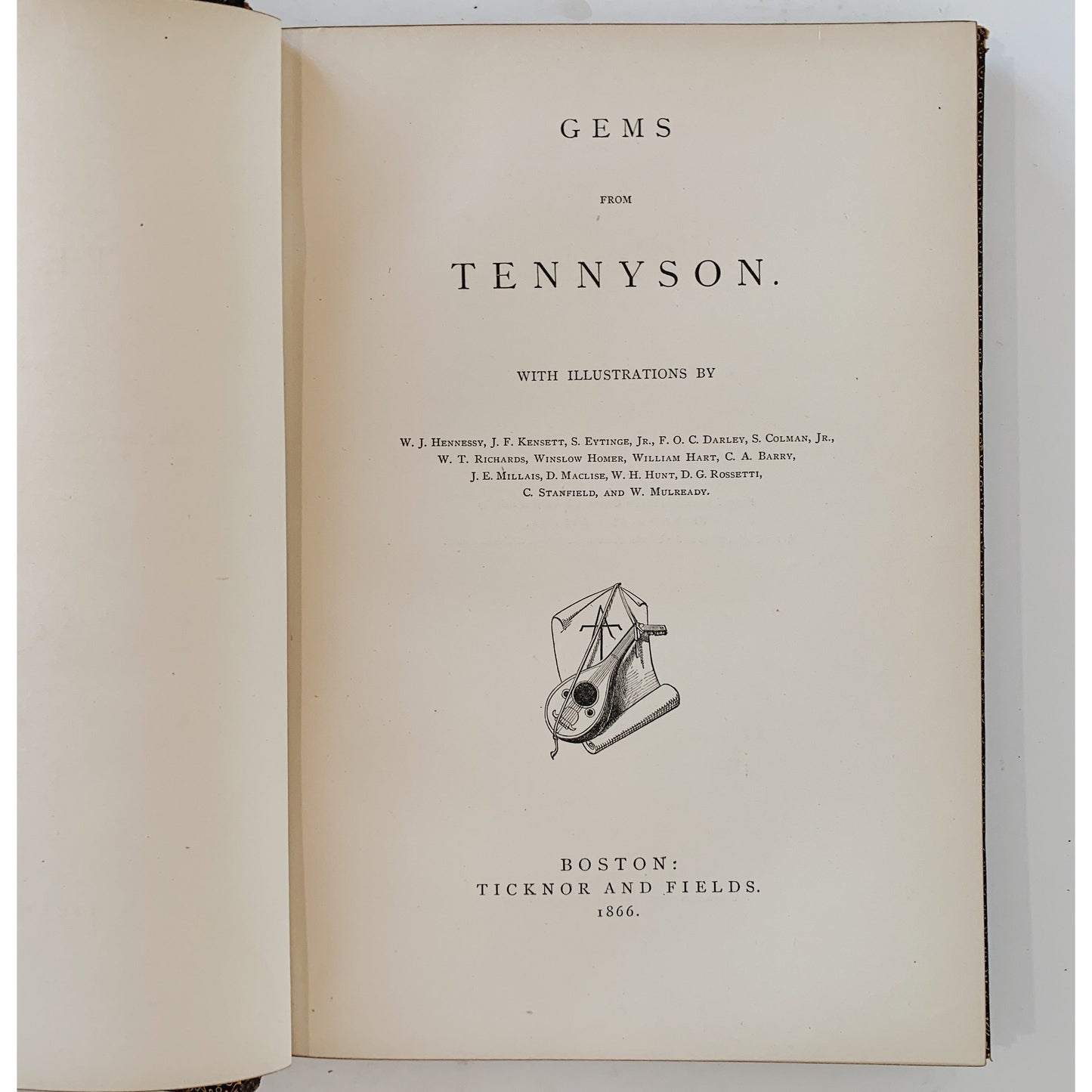 Gems From Tennyson, Antique Illustrated Ornate Poetry Book, 1866, Ticknor & Field