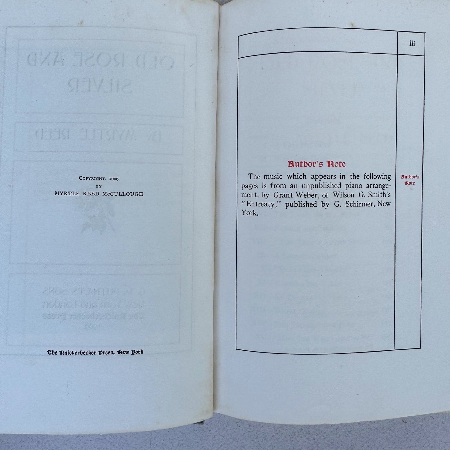 Old Rose and Silver, Myrtle Reed, 1909 First Edition