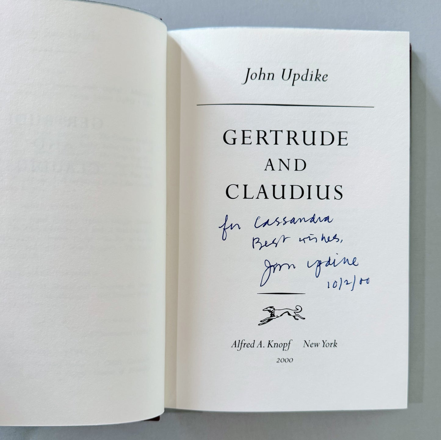 Gertrude and Claudius, John Updike Signed 1st Edition Hardcover 2000