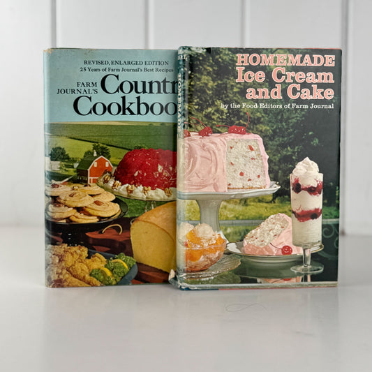 Set of Two Farm Journal Country Cookbooks, 1970s Ice Cream and Cake plus Country Cookbook
