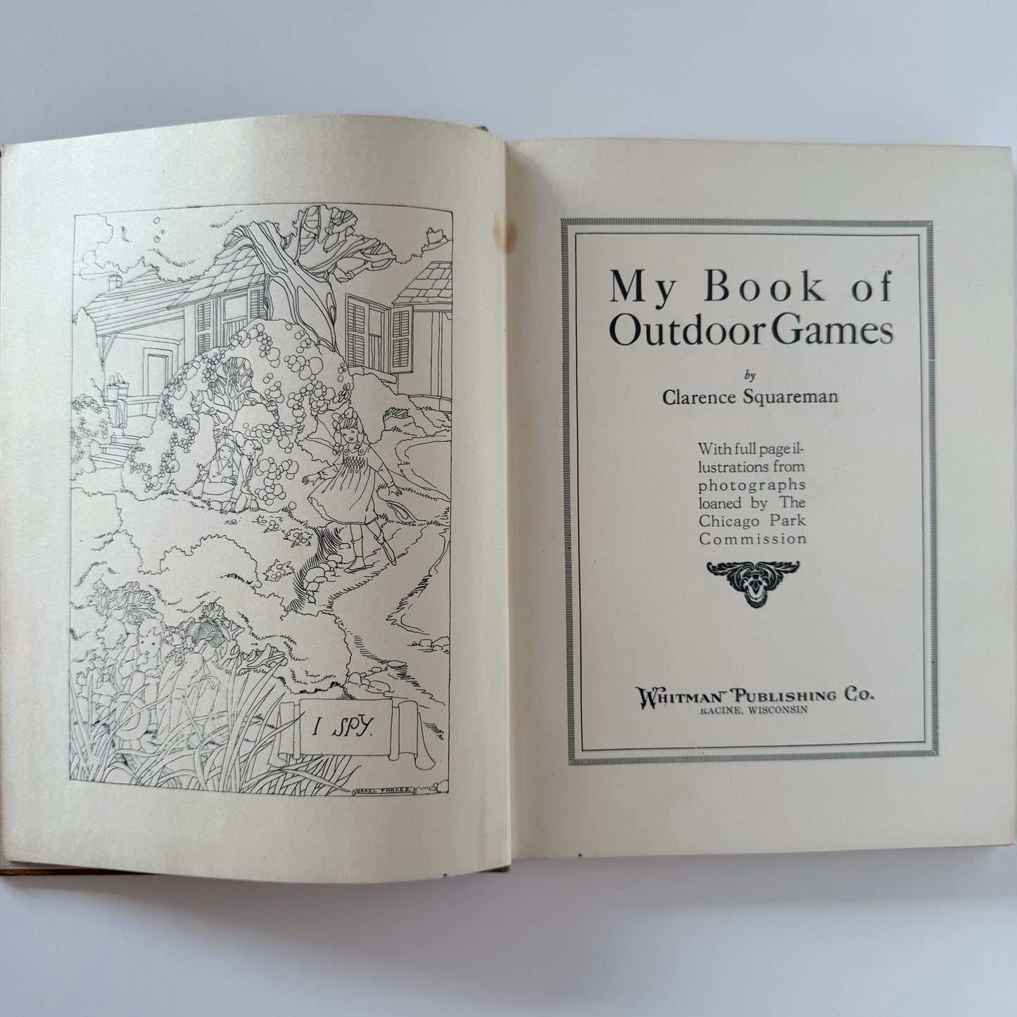 My Book of Outdoor Games, 1916 Hardcover Illustrated Children's Book by Clarence Squareman