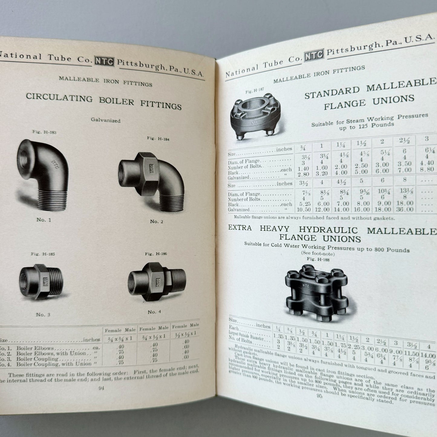 National Tube Company Catalogue H, Antique 1909 Illustrated Parts Catalog