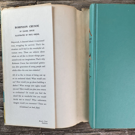 Robinson Crusoe, Daniel Defoe, 1945, Junior Deluxe Editions, Book Club Edition