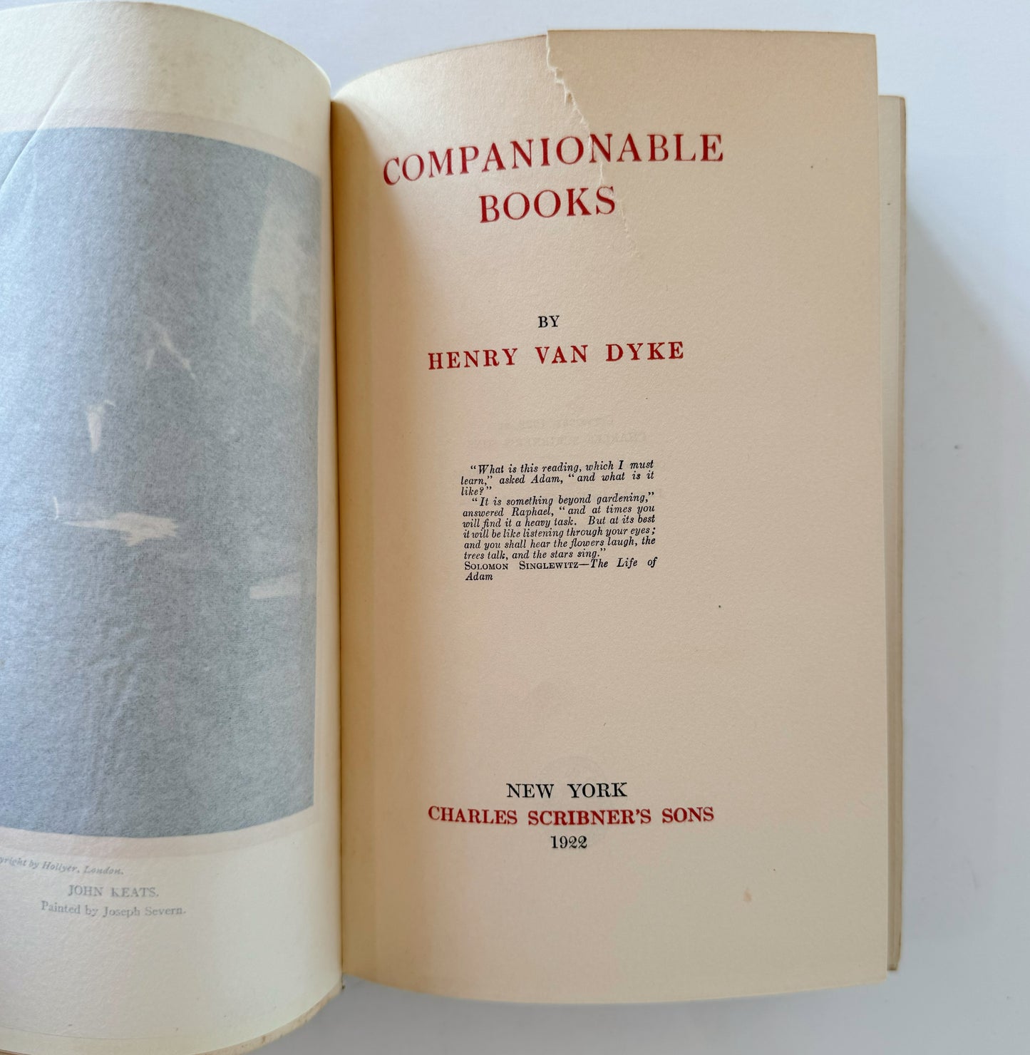 Companionable Books, 1922, Selected by Henry Van Dyke