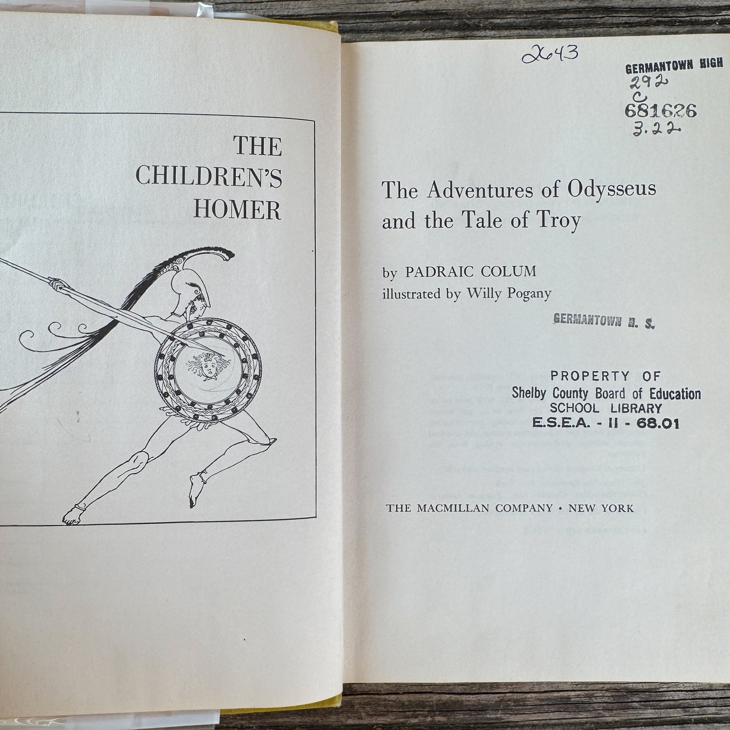 The Children's Homer, The Adventures of Odysseus and the Tale of Troy, Padraic Colum, 1968