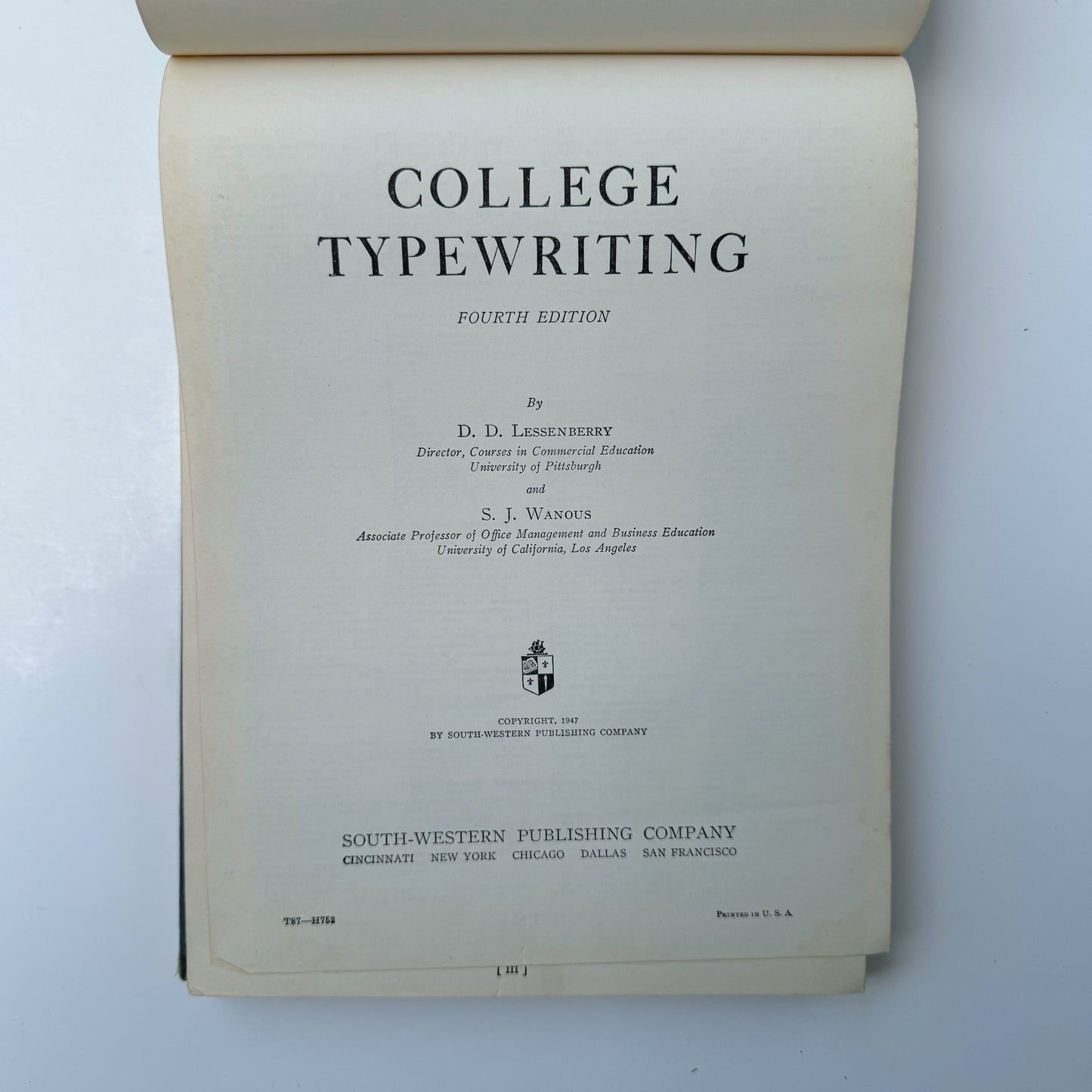 College Typewriting, 1947 Typing Textbook, 4th Edition, Blue Hardcover