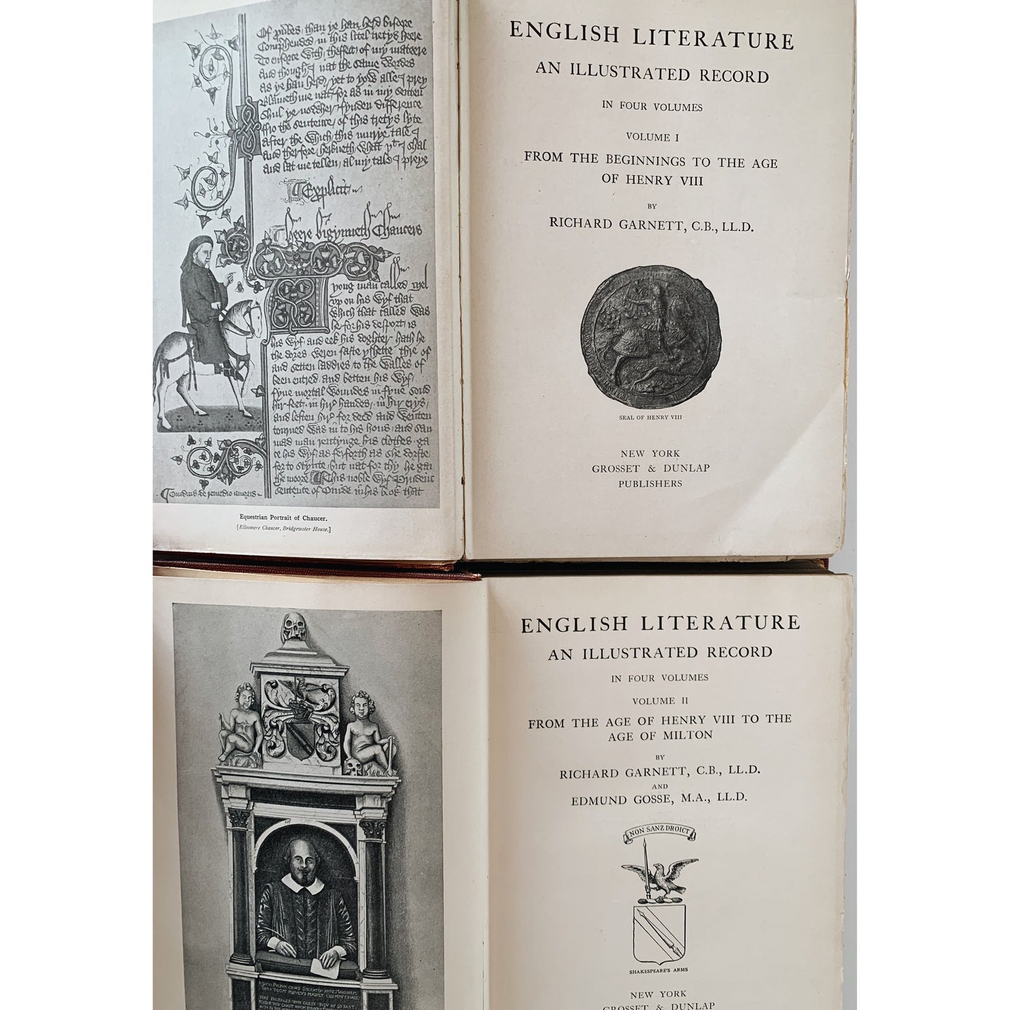 English Literature An Illustrated Record, Richard Garnett, 1904 Hardcover Volumes 1-2