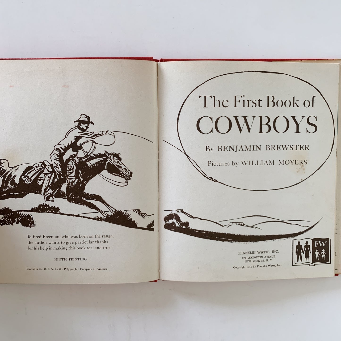 The First Book of Cowboys, Benjamin Brewster, 1950 Hardcover with DJ