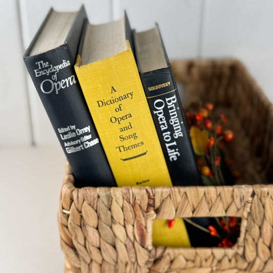 Vintage Black and Yellow Opera Book for Shelf Styling, Music Books