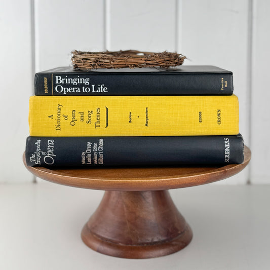 Vintage Black and Yellow Opera Book for Shelf Styling, Music Books