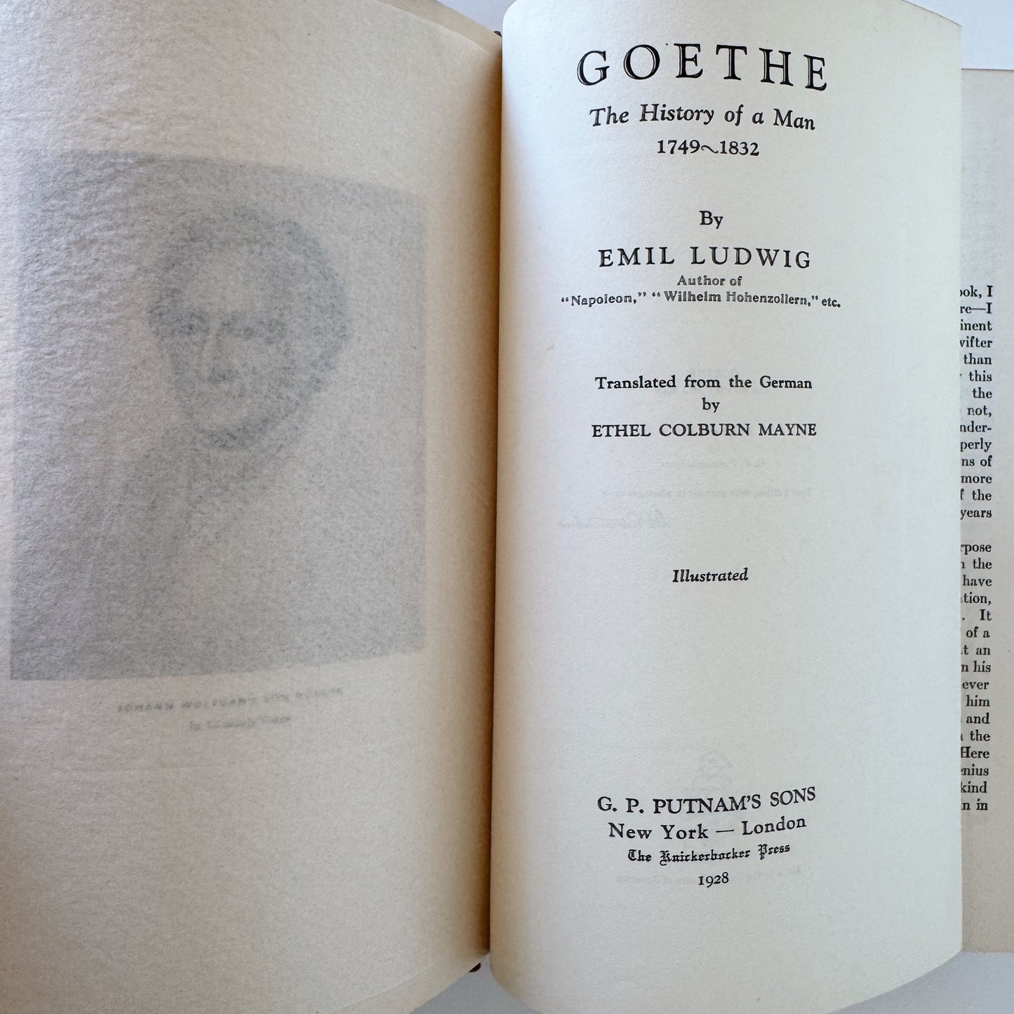 Goethe: History of a Man by Emil Ludwig, 1928 Hardcover 1st Edition