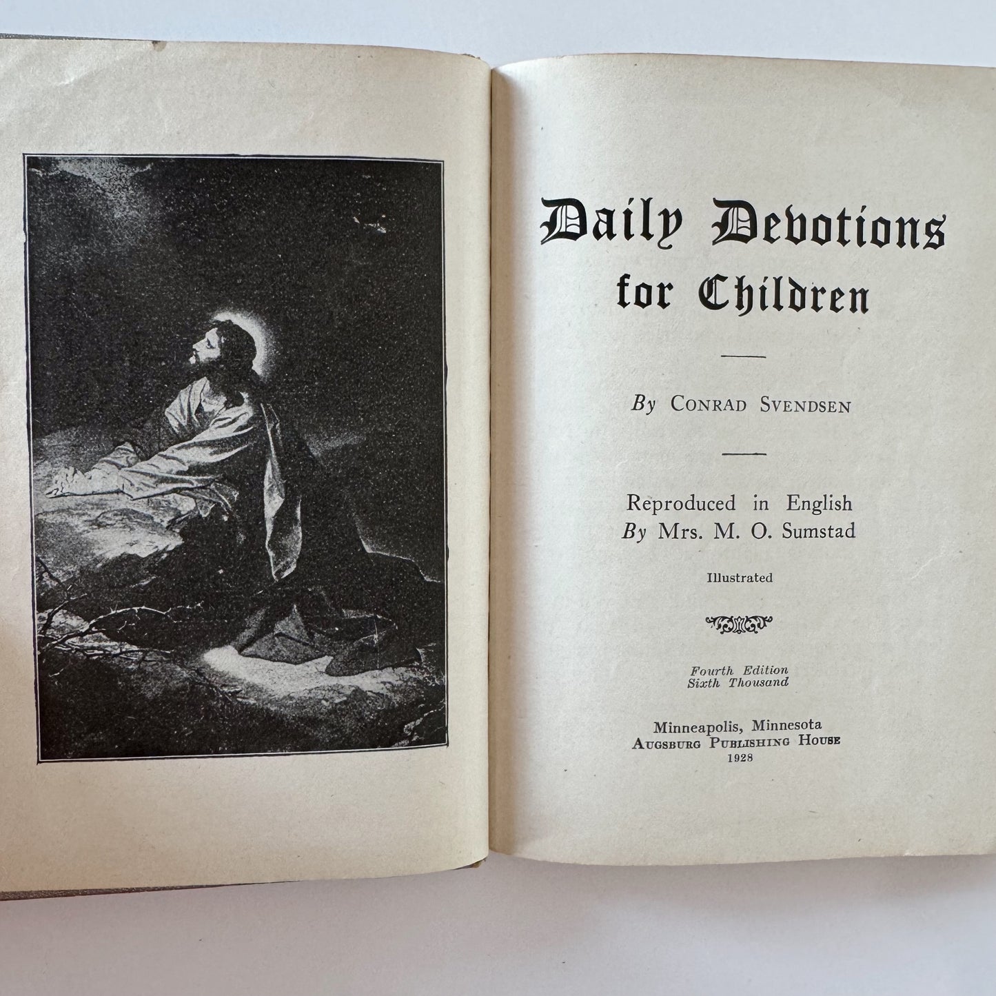 Daily Devotions for Children, Conrad Svendsen 1928, Antique Pocket-Sized Silver Hardcover