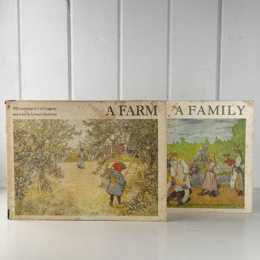 Set of 2 Carl Larrson Books: A Family and A Farm, Lennart Rudstrom, Vintage Hardcover