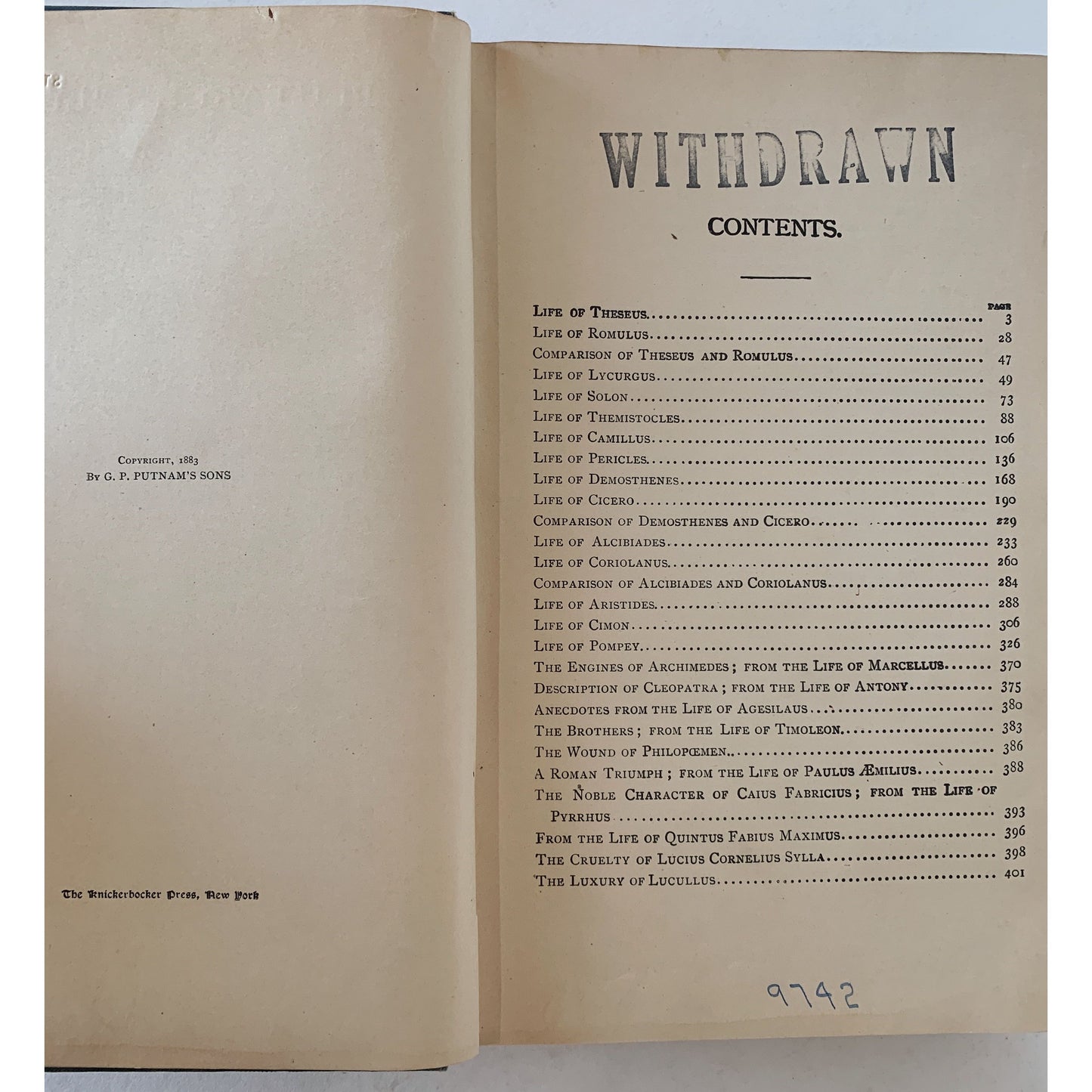 Plutarch's Lives, Knickerbocker Press, Editor John S White, 1883