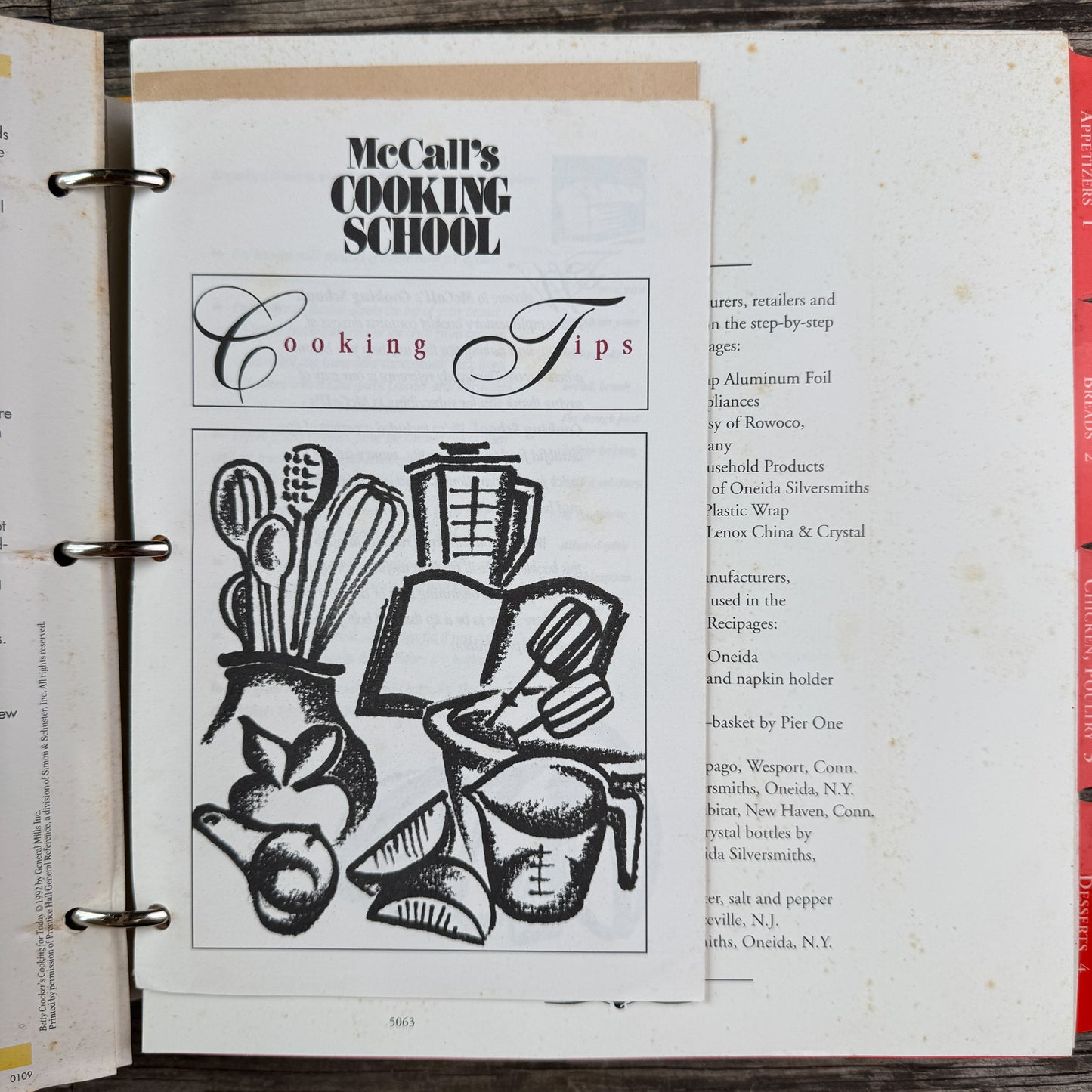 McCall’s Cooking School, Large Binder Book, 1992