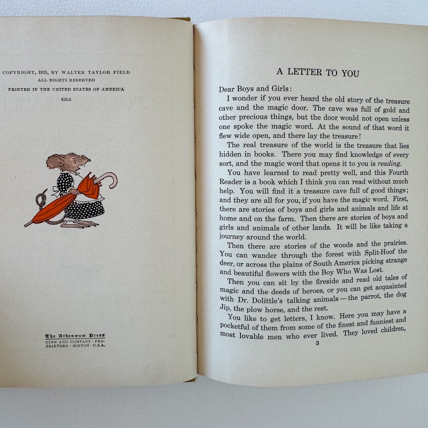 The Field Fourth Reader, 1925 Illustrated English Reader