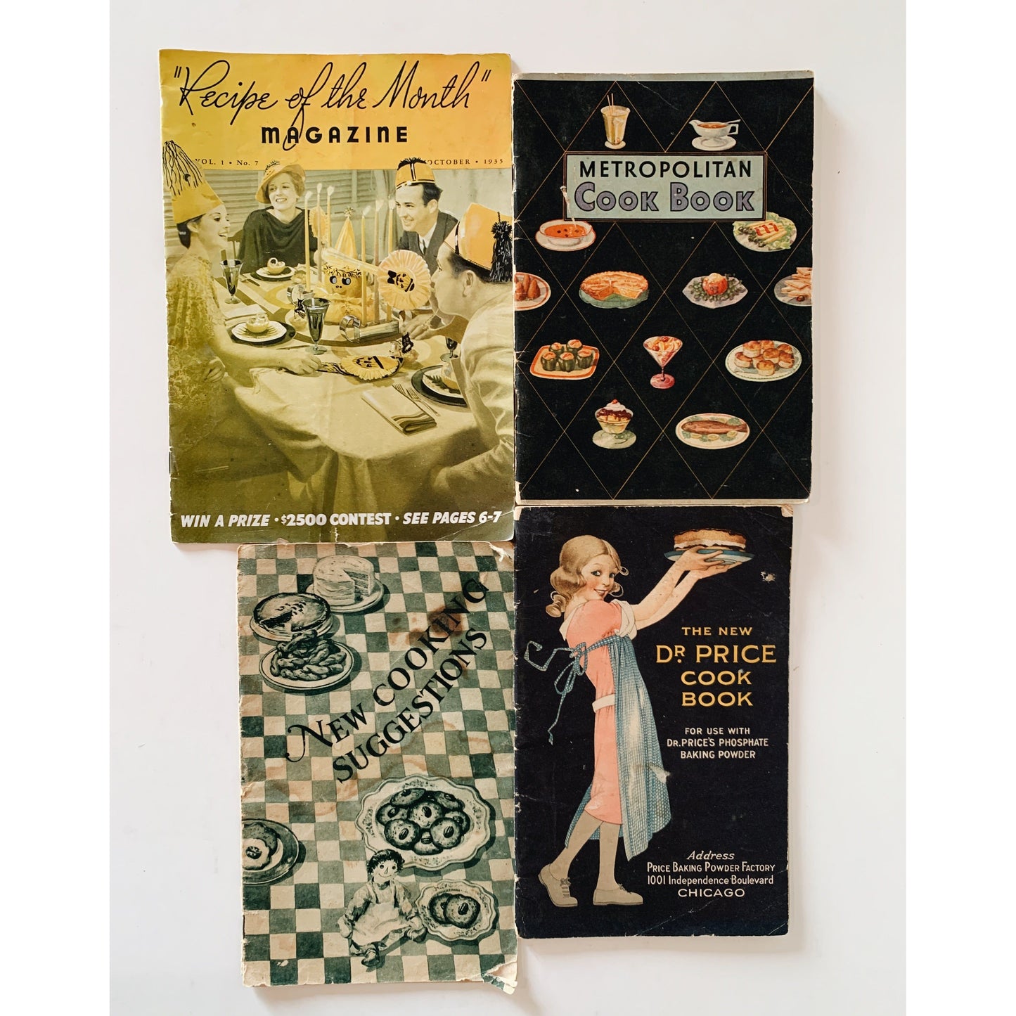 Set of Cookbooks From 1920s and 1930s, Vintage Recipe Book Collection