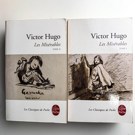 Les Miserables, Victor Hugo, Two-Volume French Paperback Set, White, Le Livre de Poche,1998