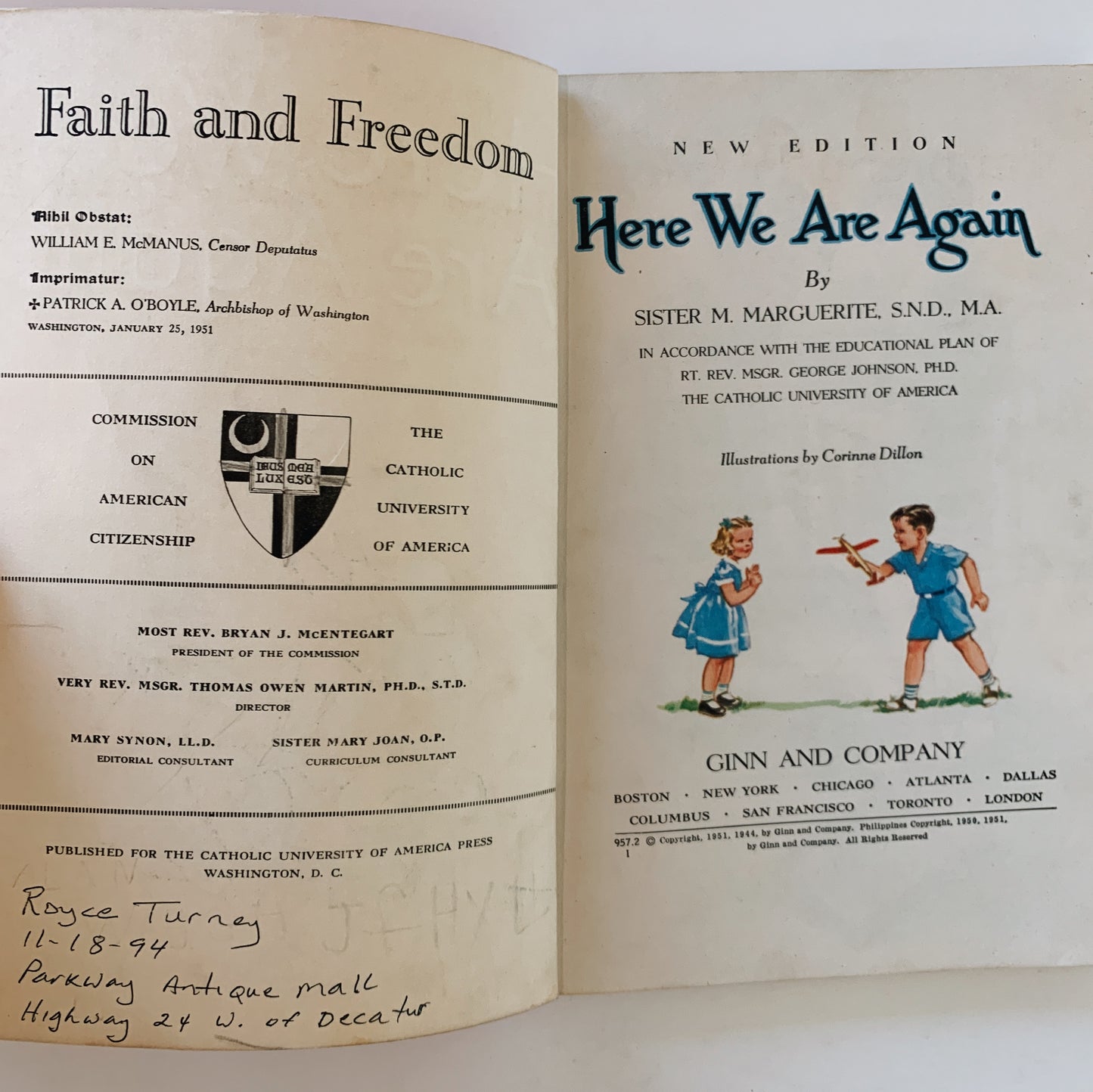 Here We Are Again, Faith and Freedom Series, Mid-Century School Book 1951