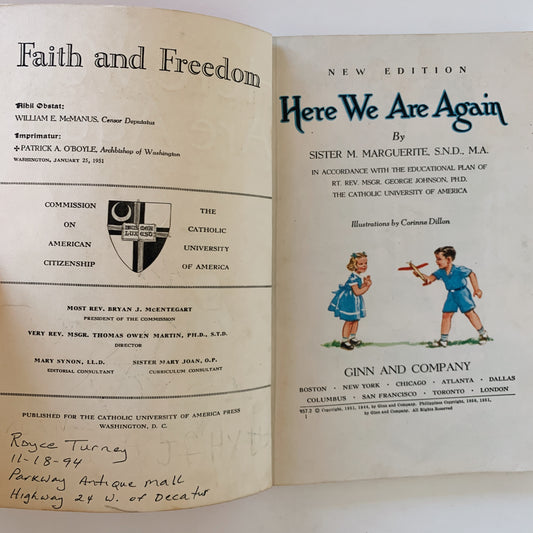 Here We Are Again, Faith and Freedom Series, Mid-Century School Book 1951