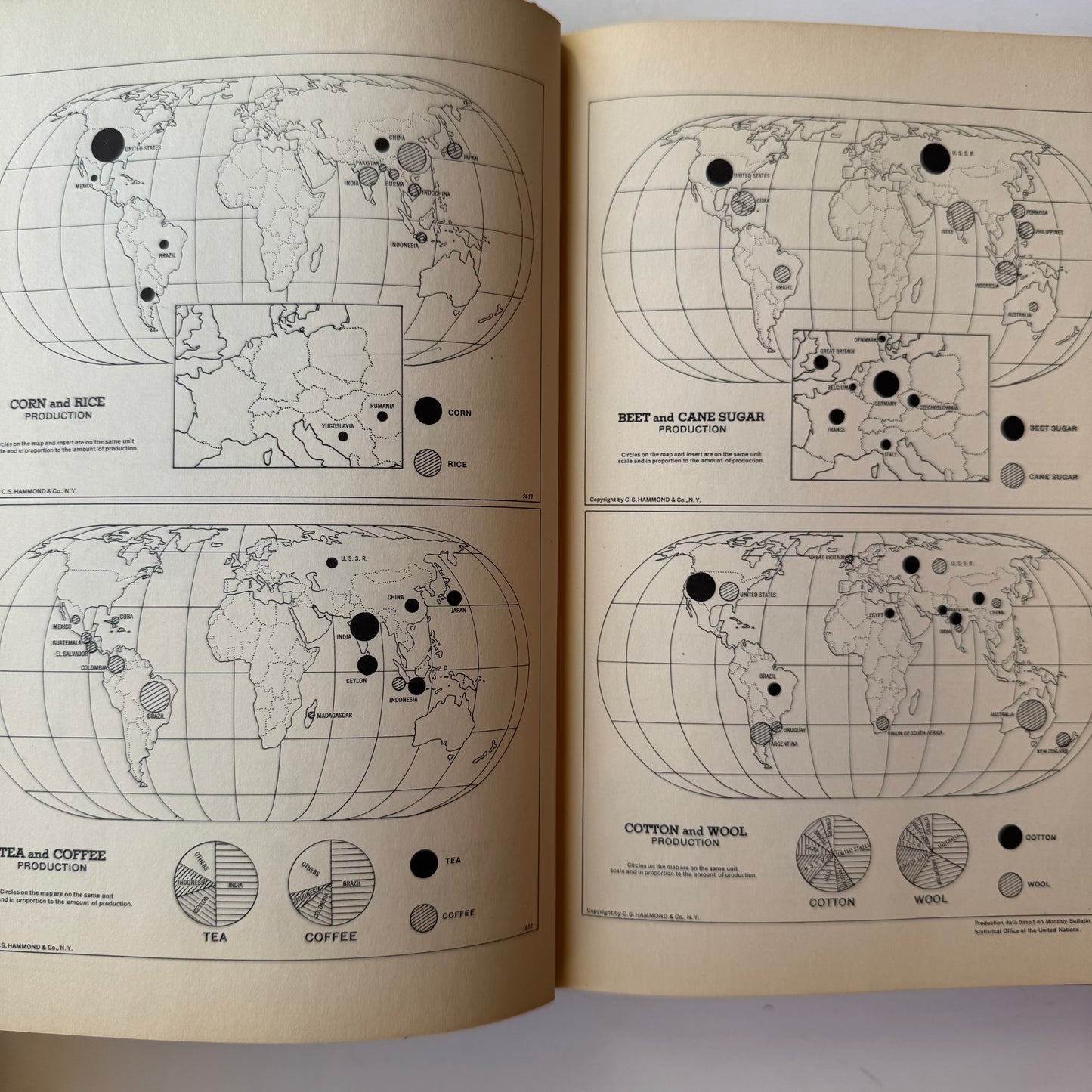 Hammond's Complete World Atlas, 1950, Hardcover with Dust Jacket, Vintage Maps