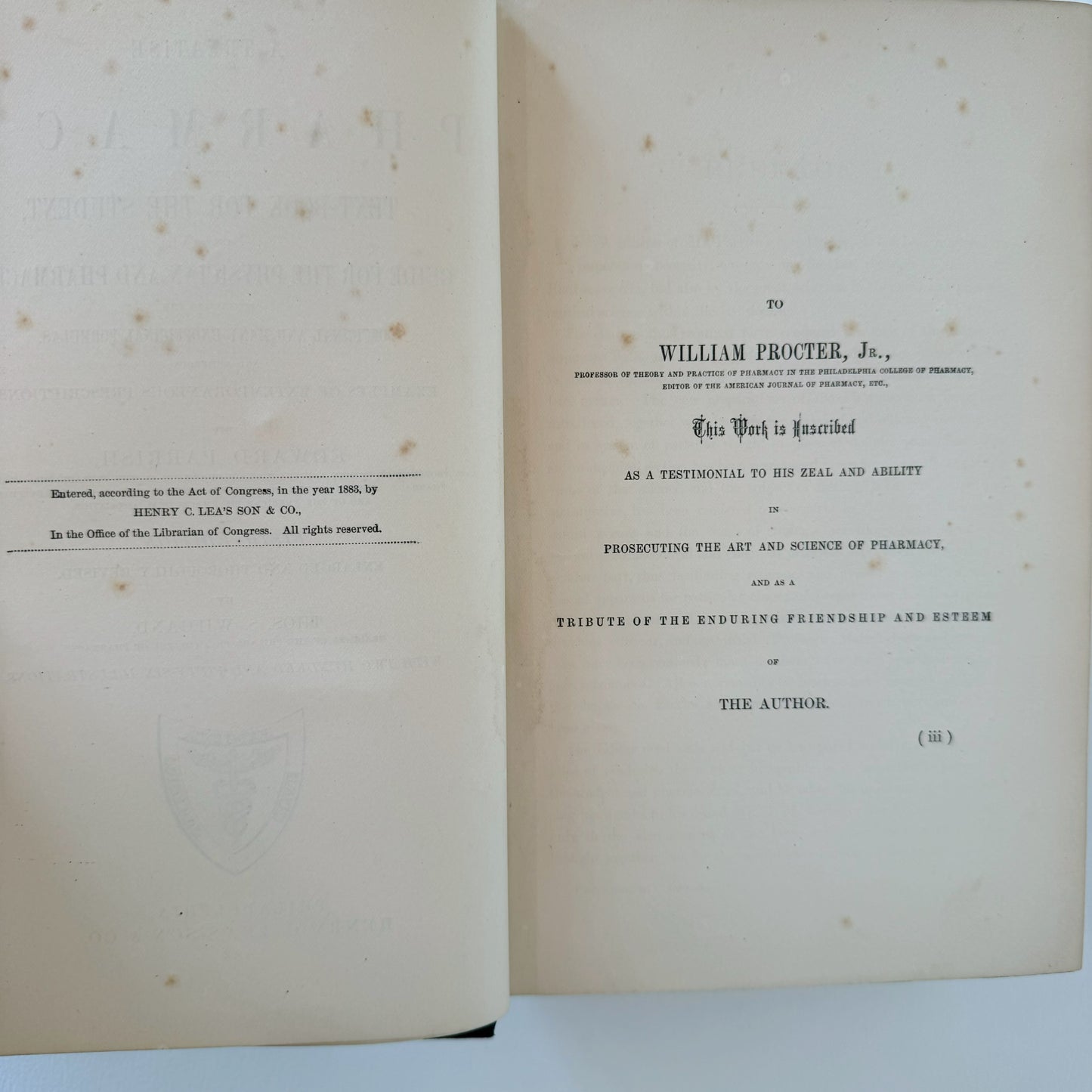 A Treatise on Pharmacy, Fifth Edition, 1884 Antique Medical Textbook, Illustrated