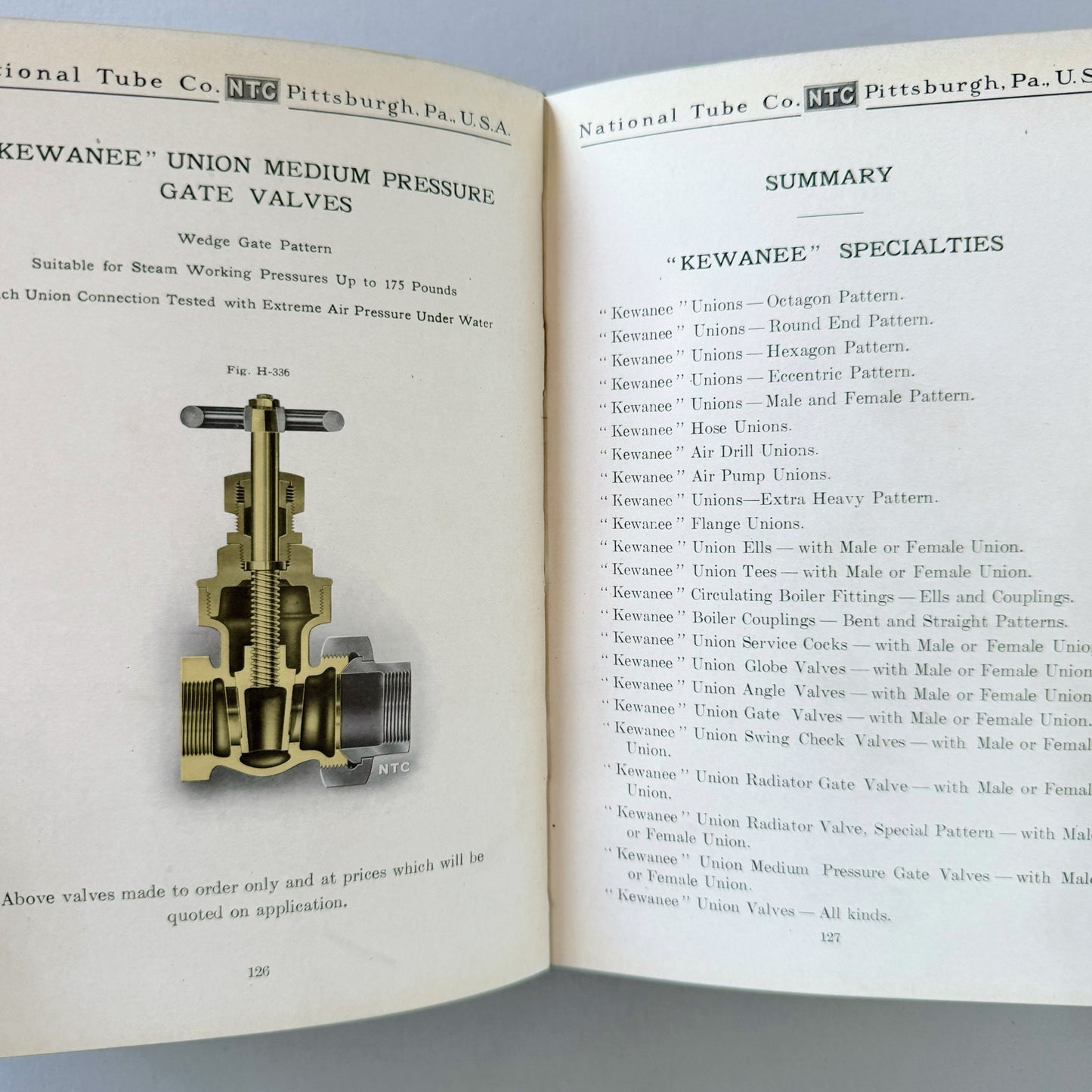 National Tube Company Catalogue H, Antique 1909 Illustrated Parts Catalog