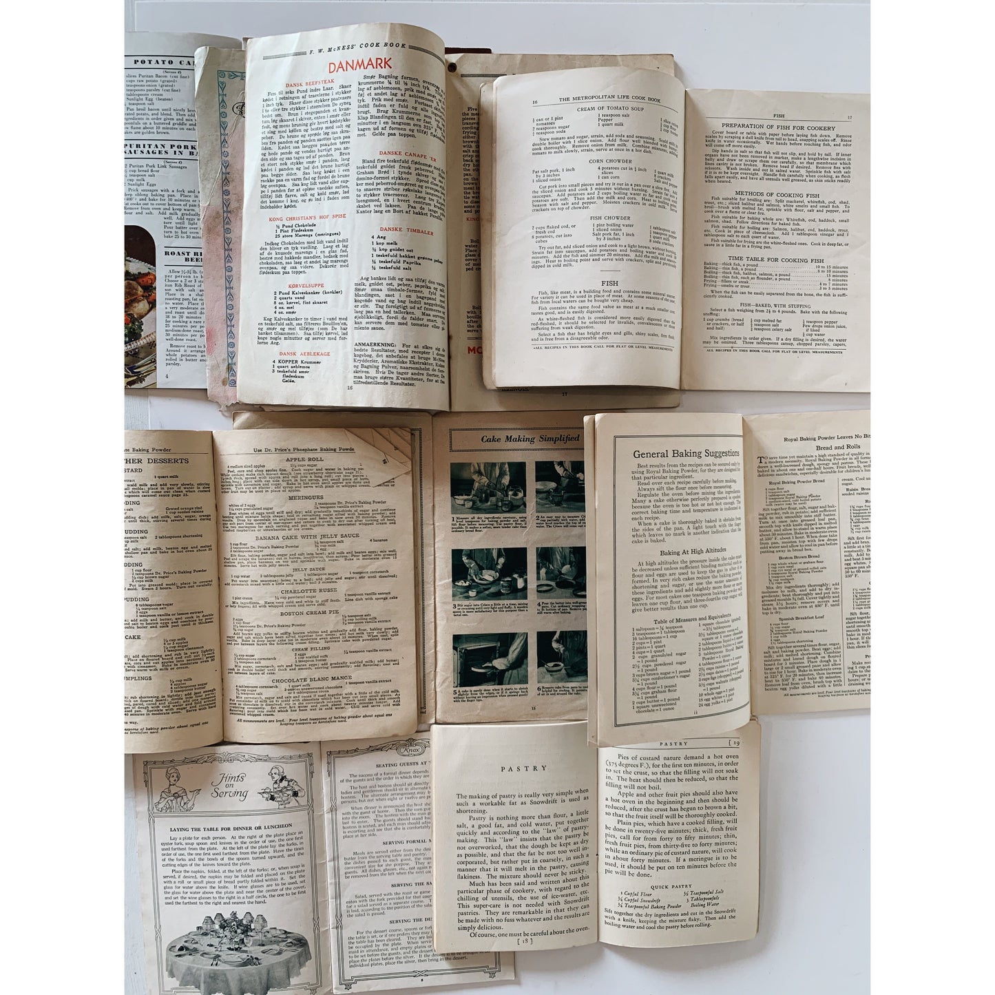 Set of Cookbooks From 1920s and 1930s, Vintage Recipe Book Collection