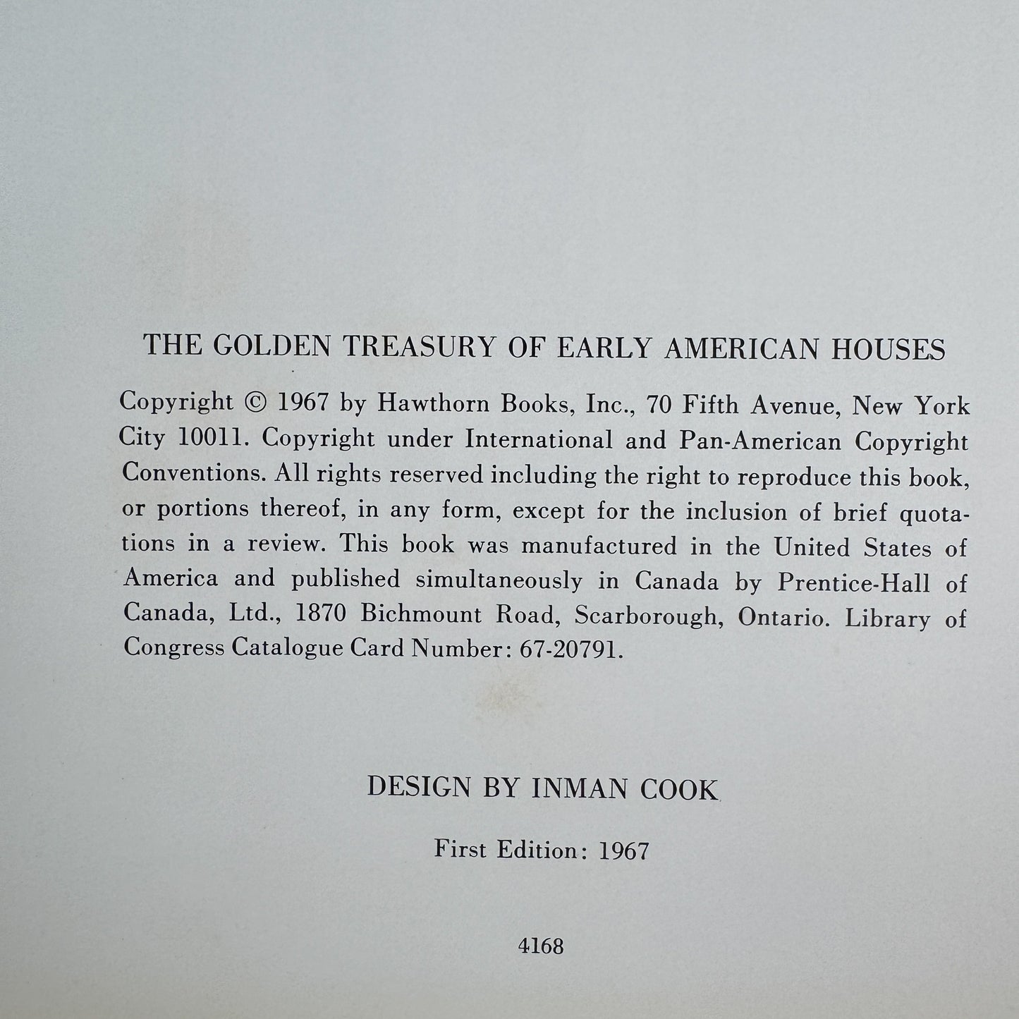 The Golden Treasury of Early American Houses, First Edition, Richard Pratt, 1967