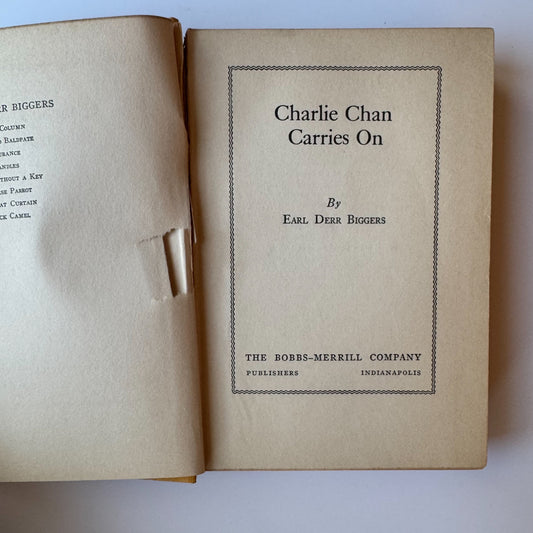 Charlie Chan Carries On, 1930 Hardcover